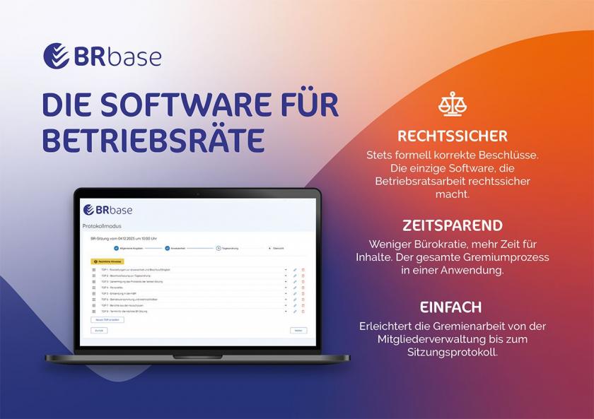 Ein Werbebild für die Betriebsratssoftware BRbase