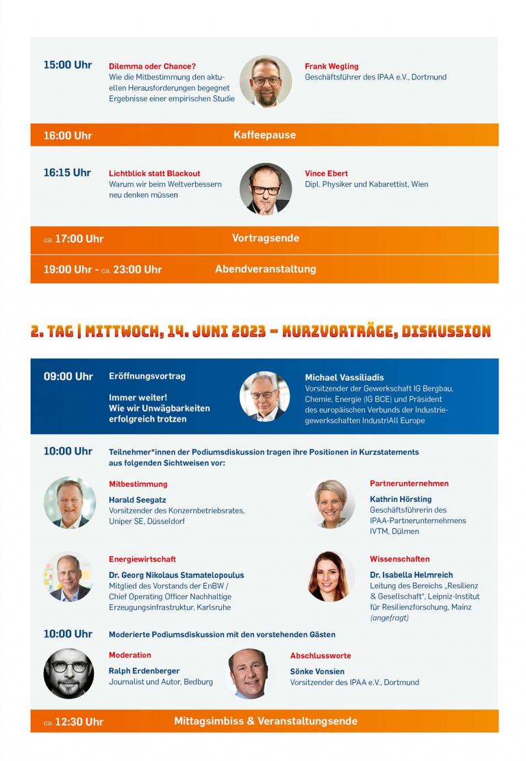 Seite des Programmheftes der IPAA-Schulungstage 2023