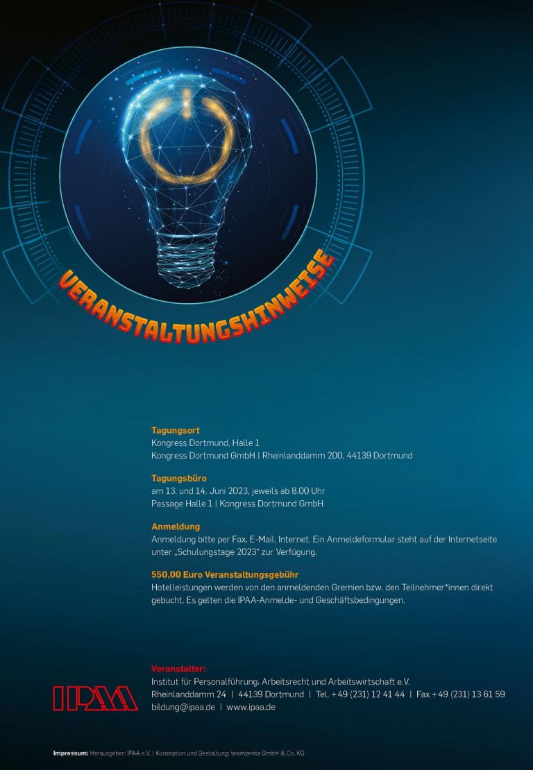 Seite des Programmheftes der IPAA-Schulungstage 2023