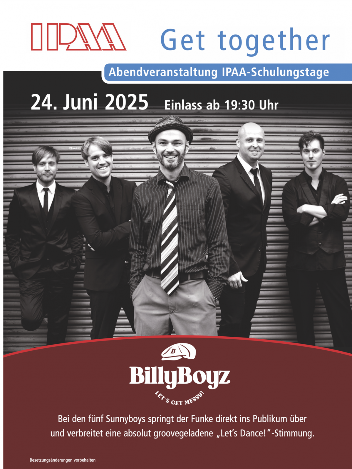 Rahmenprogramm der IPAA-Schulungstage 2025_Eine Band namens Billy Boyz